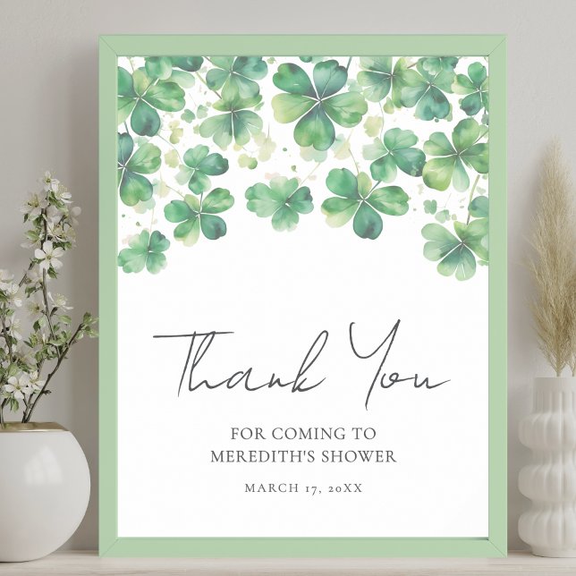Shamrock Clover Bridal Shower Thank You Sign (Shamrock Clover Bridal Shower Thank You Sign)