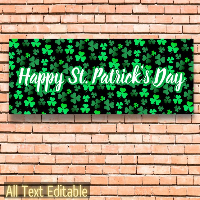 Shamrock Clover Custom Text St Patrick's Day Party Banner (Creator Uploaded)
