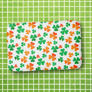 Shamrock Clover Green Orange Retro Elegant Irish Bath Mat