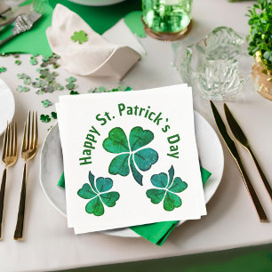 Shamrock Clover Green St. Patrick`s Day Party Napkin