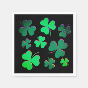 Shamrock Clover Ireland Irish Modern Green & Black Napkin