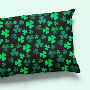 Shamrock Clover Ireland Irish Modern Green & Black Pillowcase