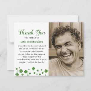 Shamrock Clover   Irish Funeral Photo Thank You