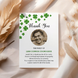 Shamrock Clover   Irish Funeral Photo Thank You Card