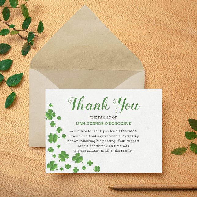 Shamrock Clover | Irish Funeral Thank You Card (Creator Uploaded)