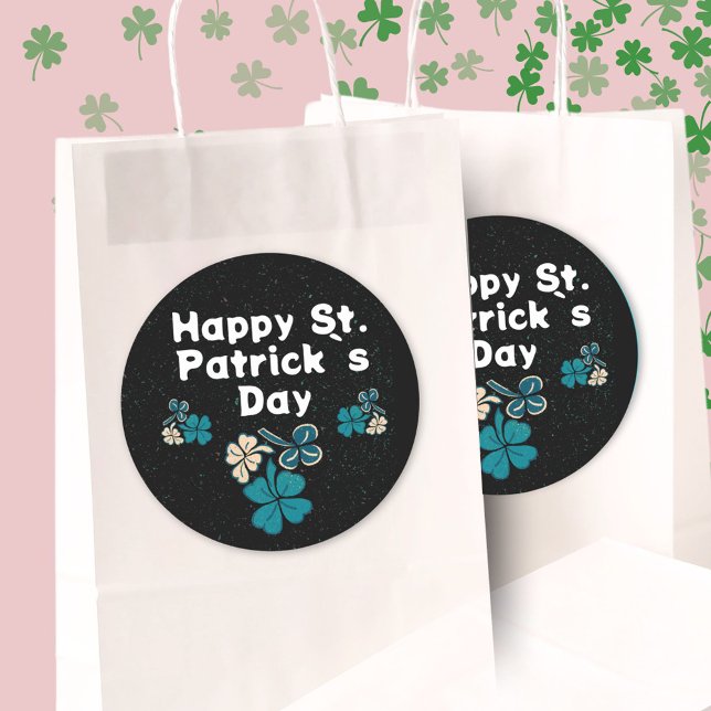 Shamrock Clover Irish Happy St. Patrick`s Day  Classic Round Sticker (Creator Uploaded)