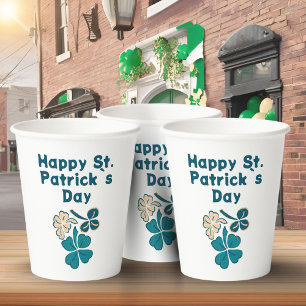 Shamrock Clover Irish Happy St. Patrick`s Day Paper Cups