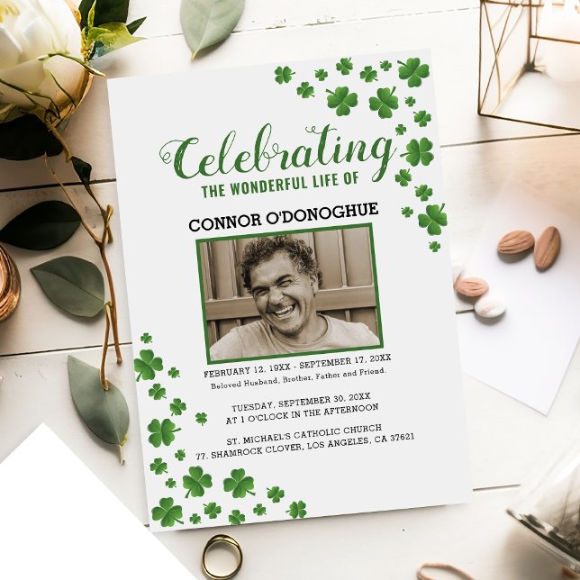 Shamrock Clover Memorial | Irish Funeral Invitation (Creator Uploaded)