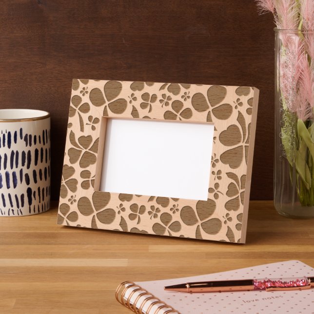 Shamrock Clover Pattern Four Leaves Etched Frames (Left)