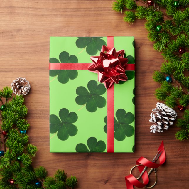 Shamrock Clover Pattern Irish Ireland Love Wrapping Paper (Holiday Gift)