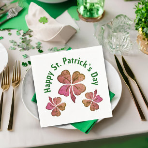 Shamrock Clover Pink St. Patrick`s Day Party Napkin