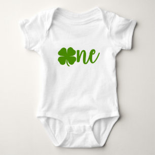 Shamrock Clover St. Patrick's Day ONE 1st Birthday Baby Bodysuit