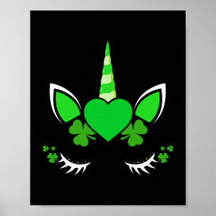 Shamrock Clover Unicorn St Patricks day Girl Kid T Poster