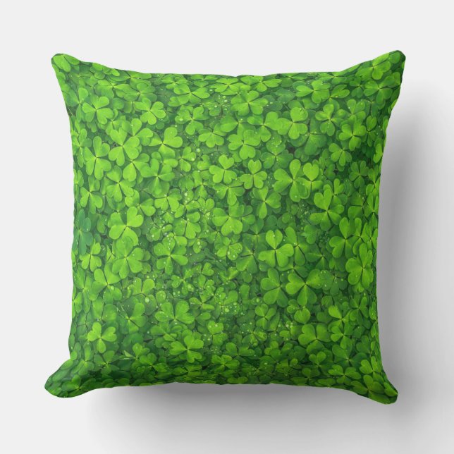Shamrock Clovers Green Irish Ireland Throw Pillow (Front)