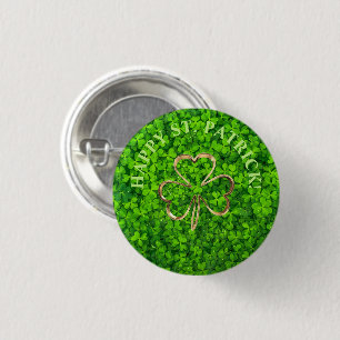 Shamrock Clovers Green Irish Symbol Ireland 1 Inch Round Button