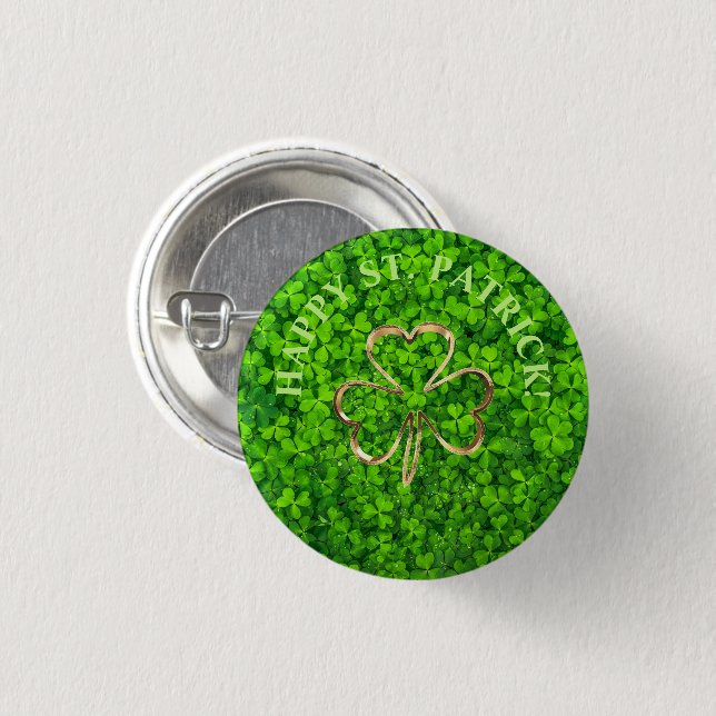 Shamrock Clovers Green Irish Symbol Ireland 1 Inch Round Button (Front & Back)