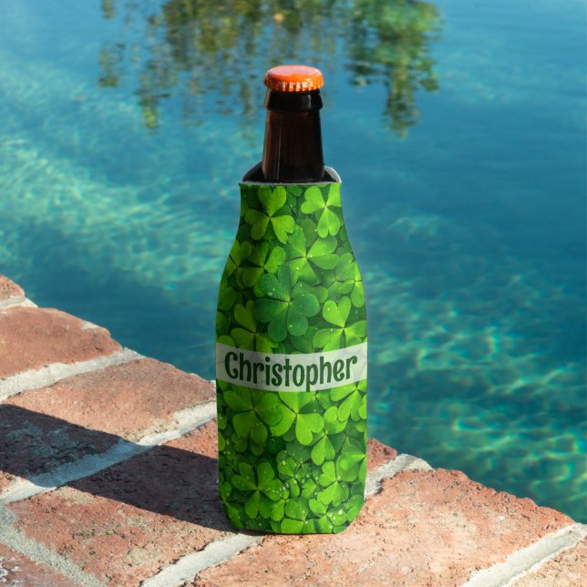 Shamrock Clovers Personalized Bottle Cooler (In Situ Pool)