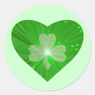 Shamrock Coeur autocollant rond vert