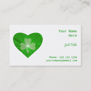 Shamrock Coeur carte de visite côté blanc