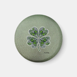 Shamrock Colover St.Patrick`s Day Green Leather Magnet