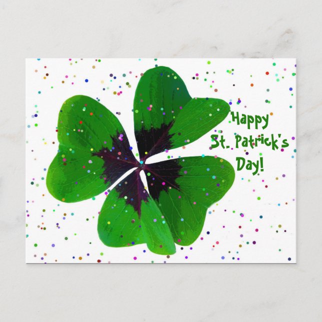 Shamrock Confetti St. Patrick's Day Postcard (Front)