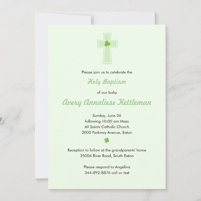 Shamrock Cross Invitation (Front)