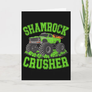 Shamrock Crusher Boys Monster Truck St Patricks Da Card