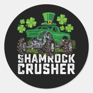 Shamrock Crusher St Patricks Day Monster Truck Classic Round Sticker