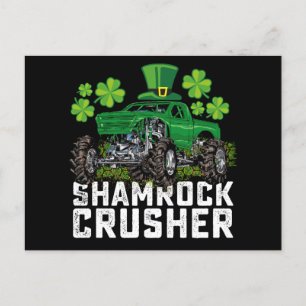 Shamrock Crusher St Patricks Day Monster Truck Postcard