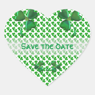 Shamrock Custom Save the date Irish Heart Sticker