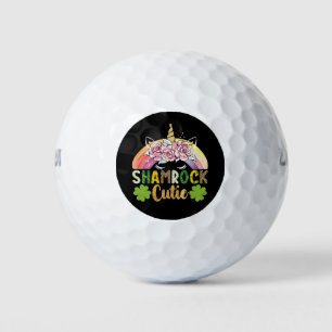 Shamrock Cutie Unicorn Rainbow St Patricks Day Golf Balls