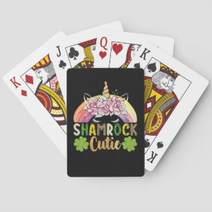 Shamrock Cutie Unicorn Rainbow St Patricks Day Playing Cards