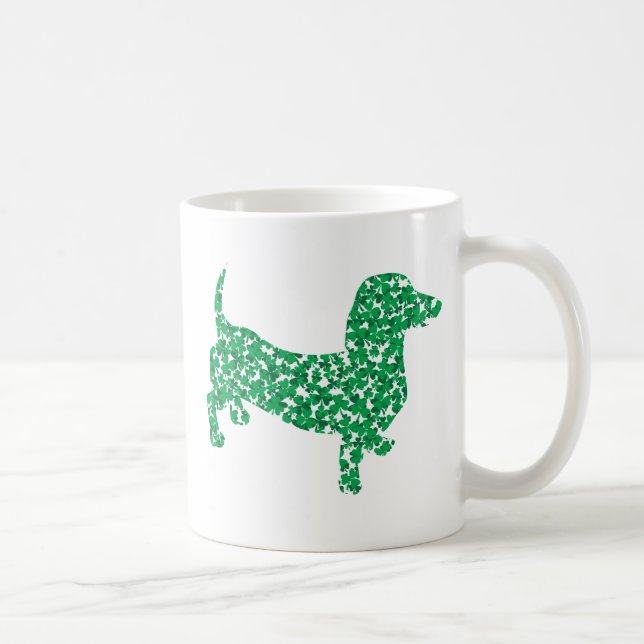 Shamrock Dachshund Coffee Mug (Right)