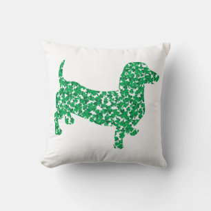 Shamrock Dachshund Throw Pillow