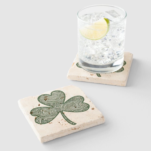 Shamrock (Dark) Stone Coaster (Side)