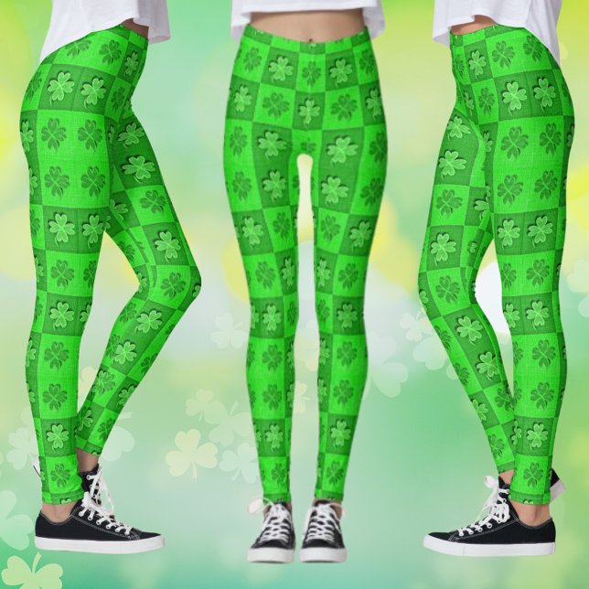 Shamrock de trèfle vert à trois feuilles Leggings  (Green Three Leaf Clover Shamrock Pattern Leggings)
