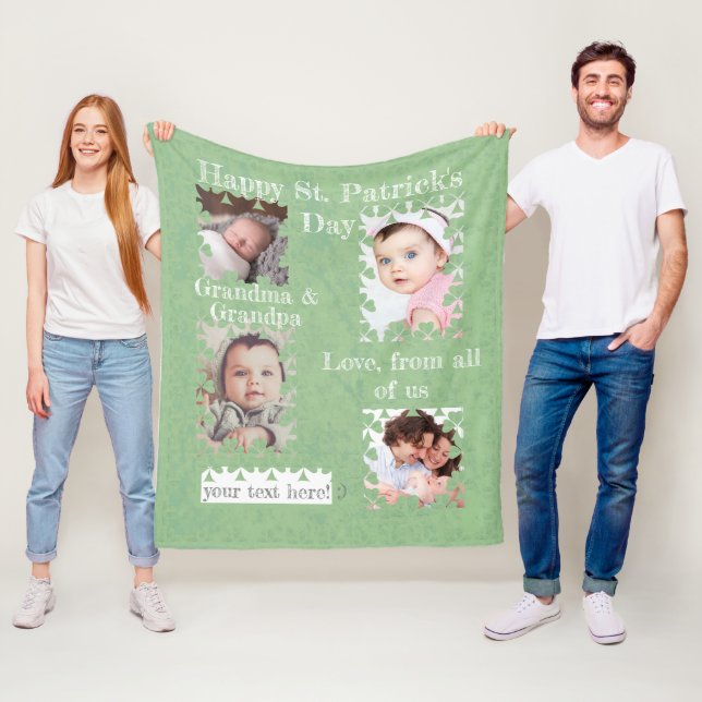 Shamrock Delightful Photo Frames Fleece Blanket (In Situ)