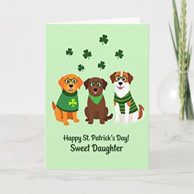 Shamrock Dogs Pattern Happy Card (Front)