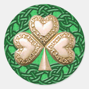 Shamrock d'or sur les autocollants à noeuds celtiq