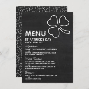 Shamrock en tableau de bord, carte de menu de la S