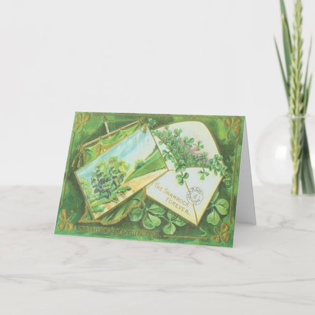 Shamrock Envelope Postcard Irish Flag (Front)