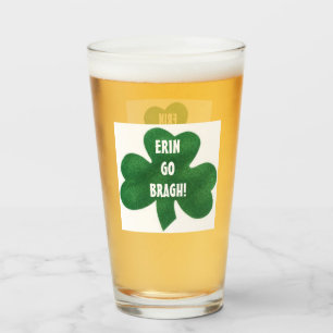 SHAMROCK ERIN GO BRAGH! GLASS