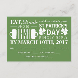 Shamrock et bière irlandaise St Patrick's Day RSVP