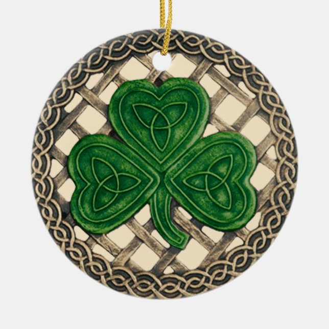 Shamrock Et Céltic Knots Ornement Beige (Devant)