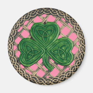 Shamrock Et Noeuds Celtiques Aimant Rose