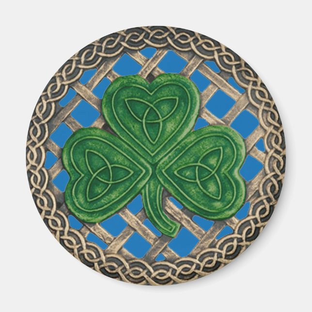 Shamrock Et Noeuds Celtiques Magnet Blue (Devant)