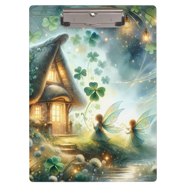Shamrock Fairy Cottage Glow Clipboard (Front)