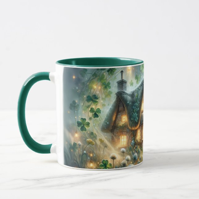 Shamrock Fairy Cottage Glow Mug (Left)