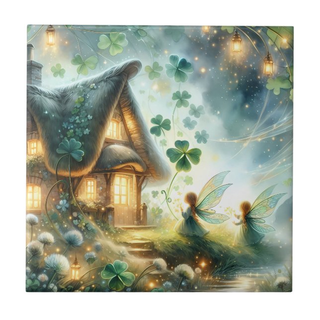 Shamrock Fairy Cottage Glow Tile (Front)