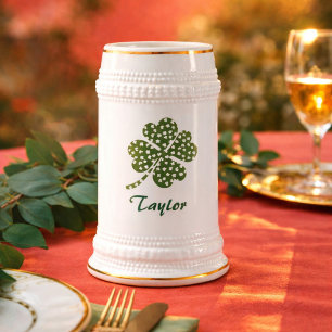 Shamrock Four Leaf Clover Beer Stein